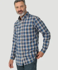 Alternative view of Rugged Wear™ Blue Plaid Men's Shirt by Wrangler®