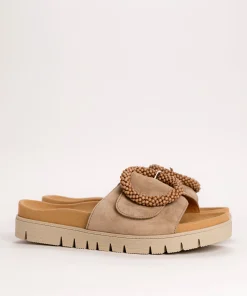 Alternative view of BEADED SLIDE - SAND - SUEDE