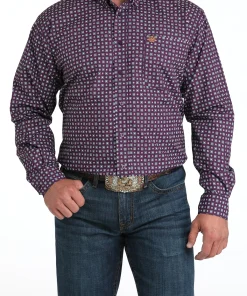 Alternative view of *Match Boy's* Purple and Teal Classic Fit Men's Shirt by Cinch®